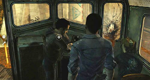 Następnie wejdź po drabinie do kabiny pociągu (Use: Ladder) - 6 - Unexpected Delay | Epizod III - Long Road Ahead | Solucja The Walking Dead - The Walking Dead - poradnik do gry