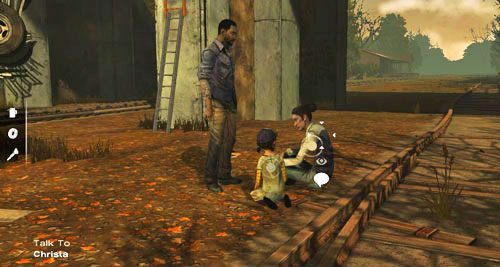 Po przybyciu ze stacji możesz pomówić z Christą o tym, co się wydarzyło - 7 - Look Behind You | Epizod III - Long Road Ahead | Solucja The Walking Dead - The Walking Dead - poradnik do gry