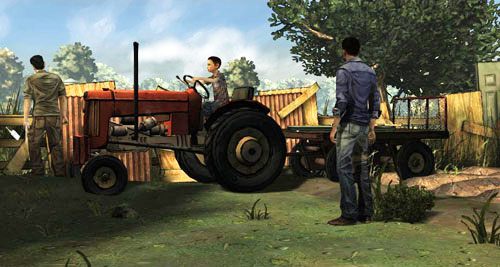 Idź w lewo, a potem w głąb ekranu (lecz nie wchodź do stodoły) i znowu w lewo - 4 - Rock and a Hard Place - Poranek na farmie | Epizod I - A New Day - The Walking Dead - poradnik do gry