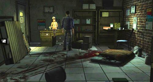 Otwórz lewą szufladę biurka (Open: Drawer), a potem ją przeszukaj (Search: Drawer) - 5 - Its Just One Bullet - Biuro | Epizod I - A New Day | The Walking Dead - The Walking Dead - poradnik do gry