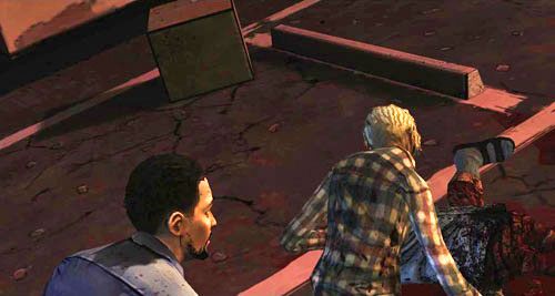 Wychyl się w lewo i powróć za niski murek (Brick Wall) - 5 - Its Just One Bullet - Motel | Epizod I - A New Day | The Walking Dead - The Walking Dead - poradnik do gry