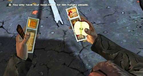 Niezależnie od podjętej decyzji Lilly z tych lub innych powodów przekaże ci obowiązek rozdzielenia jedzenia w grupie twoich towarzyszy - 2 - Conversation Killer - Problem z jedzeniem | Epizod II - Starved for Help - The Walking Dead - poradnik do gry
