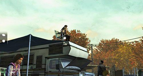 Ostatnią osobą, z którą możesz pomówić, jest Lilly siedząca na dachu kampera - 2 - Conversation Killer - Problem z jedzeniem | Epizod II - Starved for Help - The Walking Dead - poradnik do gry