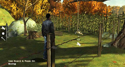 Przecięta deska i lina to wszystko, czego potrzeba ci do naprawy huśtawki - 3 - Thank you for shopping at Save Lots! - Przybycie i obchód | Epizod II - Starved for Help - The Walking Dead - poradnik do gry