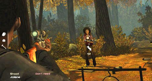 Następnie będziesz musiał własnoręcznie wycelować i strzelić (Shoot: Jolene) - 3 - Thank you for shopping at Save Lots! - W poszukiwaniu bandytów | Epizod II - Starved for Help - The Walking Dead - poradnik do gry