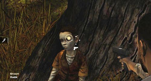 Jeśli ty zdecydowałeś zabić Ducka, będziesz musiał w niego strzelić (Shoot: Duck) - 5 - Handle It - Rozmowa z Clementine | Epizod III - Long Road Ahead - The Walking Dead - poradnik do gry