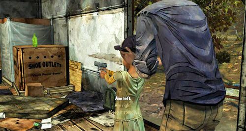 Korzystanie z broni: Po poruszaniu tego tematu Lee da Clementine broń - 5 - Handle It - Rozmowa z Clementine | Epizod III - Long Road Ahead - The Walking Dead - poradnik do gry