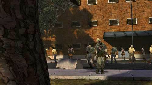 Widok z dachu szpitala nie nastraja optymistycznie - miasteczko jest pełne nieumarłych - 2 - Rooftop | Epizod V - No Time Left | Solucja The Walking Dead - The Walking Dead - poradnik do gry