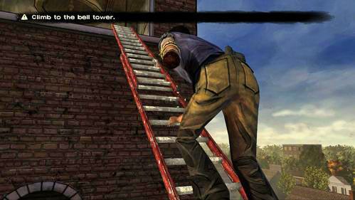 Rozpocznij wdrapywanie się po drabinie (Climb: Ladder) - 2 - Rooftop | Epizod V - No Time Left | Solucja The Walking Dead - The Walking Dead - poradnik do gry