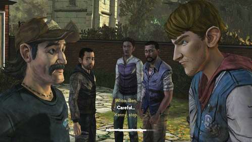 Uwaga: Jeśli w grupie znajduje się Ben, konflikt między nim a Kennym zaostrzy się na podwórku - 2 - Gone | Epizod V - No Time Left | Solucja The Walking Dead - The Walking Dead - poradnik do gry