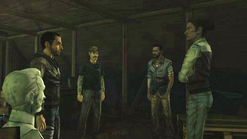 Cała grupa znajduje się w nieciekawej sytuacji - tkwią na strychu, bez możliwości jego opuszczenia - 3 - Trapped | Epizod V - No Time Left | Solucja The Walking Dead - The Walking Dead - poradnik do gry