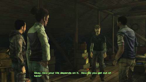 Rozmowa po raz kolejny zejdzie na próby wydostania się ze strychu - Kenny postawi jasne pytanie - 3 - Trapped | Epizod V - No Time Left | Solucja The Walking Dead - The Walking Dead - poradnik do gry