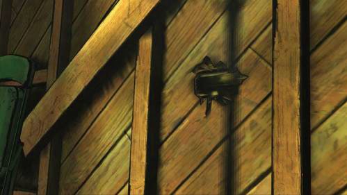 Wynik obu rozwiązań jest taki sam - w ścianie pojawi się dziura, a Kenny stwierdzi, iż ścianę da się przebić - 3 - Trapped | Epizod V - No Time Left | Solucja The Walking Dead - The Walking Dead - poradnik do gry