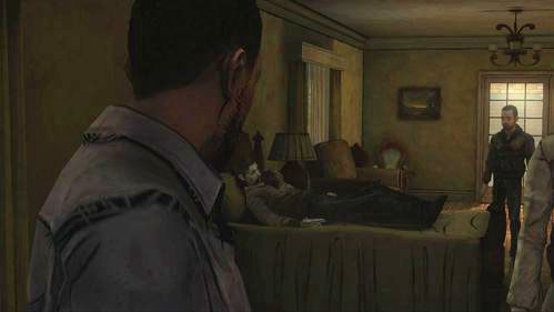 Grupa zdołała wydostać się ze strychu, przechodząc przez dziurę w ścianie do sąsiedniego mieszkania - 4 - The Neighbors | Epizod V - No Time Left | Solucja The Walking Dead - The Walking Dead - poradnik do gry