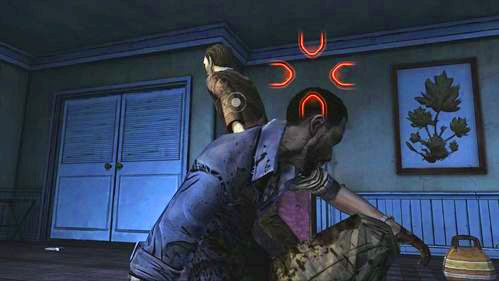 Nieznajomy rzuci się w stronę broni - masz teraz okazję, aby go obezwładnić, ale musisz zrobić to szybko (Grab: Stranger) - 6 - The Stranger | Epizod V - No Time Left | Solucja The Walking Dead - The Walking Dead - poradnik do gry