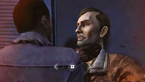 Uderz przeciwnika (Headbutt: Stranger) i zacznij go dusić wciskając szybko pokazany na ekranie przycisk - 6 - The Stranger | Epizod V - No Time Left | Solucja The Walking Dead - The Walking Dead - poradnik do gry