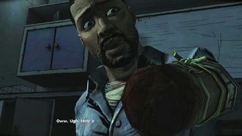 Ockniesz się na podłodze, z opatrzonym kikutem a po chwili dołączy do ciebie reszta grupy - 1 - The Morgue | Epizod V - No Time Left | Solucja The Walking Dead - The Walking Dead - poradnik do gry