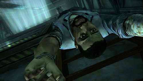 Jeśli Lee nie zgodził się na amputację ramienia, chwilę później zemdleje i zawiśnie na nogach głową w dół - 1 - The Morgue | Epizod V - No Time Left | Solucja The Walking Dead - The Walking Dead - poradnik do gry