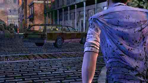 Po chwili dotrzesz do hotelu, przed którym dostrzeżesz znajomy samochód - 5 - The Gauntlet | Epizod V - No Time Left | Solucja The Walking Dead - The Walking Dead - poradnik do gry