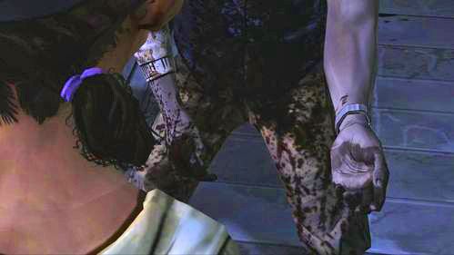 Jeśli Lee nie odciął ramienia, pokaże w tym momencie ugryzienie - 7 - Stay Close To Me; Goodbye | Epizod V - No Time Left | The Walking Dead - The Walking Dead - poradnik do gry