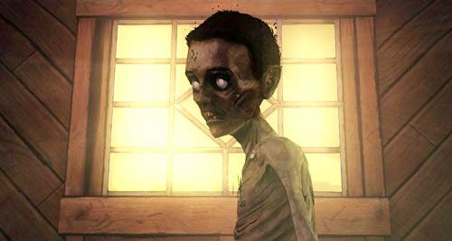 Kenny przypomni to, co wydarzyło się z Duckiem i to, jaką decyzję podjąłeś w poprzednim epizodzie (czy zabiłeś Ducka sam, czy Kenny to zrobił, czy też zostawiliście Ducka w lesie) - 1 - Georgias First City - Wewnątrz | Epizod IV - Around Every Corner - The Walking Dead - poradnik do gry