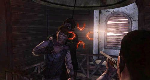 Jeśli chcesz pozwolić Benowi zginąć, możesz nie ratować go z opresji, kiedy złapie go zombie wiszący na dzwonie - 6 - For Whom The Bell Tolls | Epizod IV - Around Every Corner | The Walking Dead - The Walking Dead - poradnik do gry