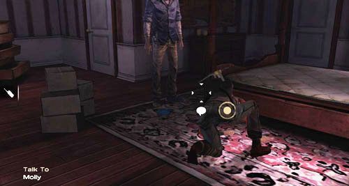 Po wejściu do sypialni pomówisz chwilę z Molly - 4 - Bedside Manor | Epizod IV - Around Every Corner | Solucja The Walking Dead - The Walking Dead - poradnik do gry