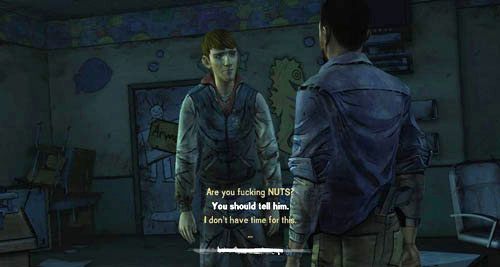 Jednak w rozmowie z Benem twoja pierwsza odpowiedź będzie miała znaczenie (spójrz do poniższej tabeli) - 5 - Georgias Last City - Przybycie i akumulator | Epizod IV - Around Every Corner - The Walking Dead - poradnik do gry