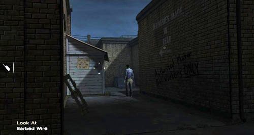 Kiedy znajdziesz się na zewnątrz, wejdź w alejkę, która ciągnie się w głąb ekranu - 5 - Georgias Last City - Przybycie i akumulator | Epizod IV - Around Every Corner - The Walking Dead - poradnik do gry