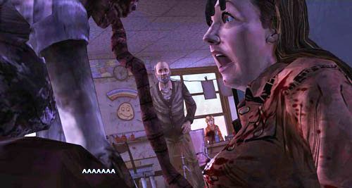 W tym momencie waszą rozmowę przerwą zombie, które wtargną do sali klasowej i zagryzą Brie - 5 - Georgias Last City - Medykamenty i opuszczenie szkoły | Epizod IV - Around Every Corner - The Walking Dead - poradnik do gry