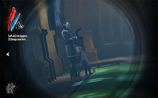 Korytarze i główne pomieszczenia na drugim piętrze są patrolowane przez wielu wartowników, tak więc dobrze byłoby się pilnować - Eksploracja drugiego piętra wieży Dunwall | Misja 6 - Return to the Tower - Dishonored - poradnik do gry