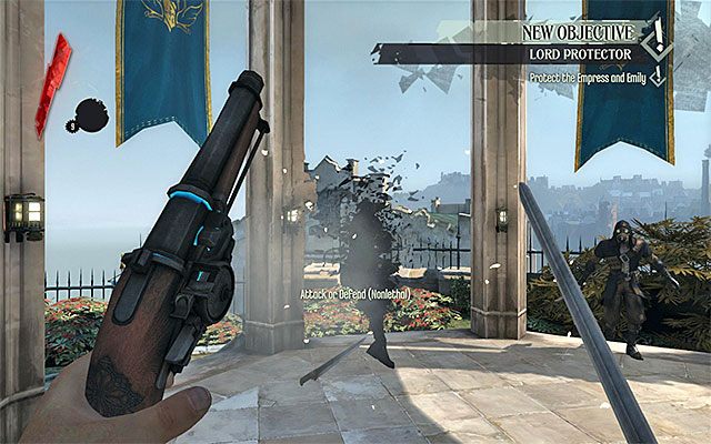 Przed Tobą bitwa z zabójcami, która stanowi swego rodzaju samouczek w temacie staczania bezpośrednich potyczek - Pokonanie zabójców | Prolog - Returning Home - Dishonored - poradnik do gry