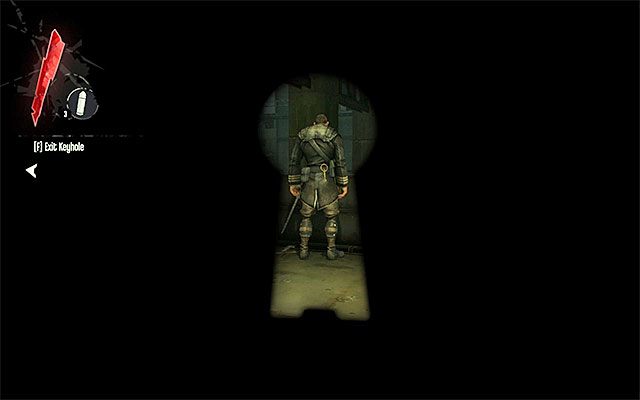 Po dotarciu na górny poziom rozejrzyj się za złotem, żywnością (jest ona konsumowana na miejscu, tak więc jeśli nie straciłeś w międzyczasie żadnych punktów zdrowia nic nie zyskasz), pistoletami (Corvo uzupełni jedynie zapas amunicji) oraz za dwoma kolejnymi eliksirami zdrowia Sokolova - Odnalezienie ładunku wybuchowego | Misja 1 - Dishonored - Dishonored - poradnik do gry