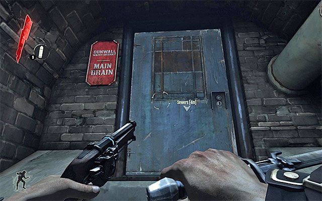 Zanim wyruszysz do wejścia do kanałów upewnij się, że wartownicy nie spoglądają w Twoją stronę, dzięki czemu nie doprowadzisz do niepotrzebnego wszczęcia alarmu - Ucieczka z więzienia Coolridge - dotarcie do kanałów | Misja 1 - Dishonored - Dishonored - poradnik do gry