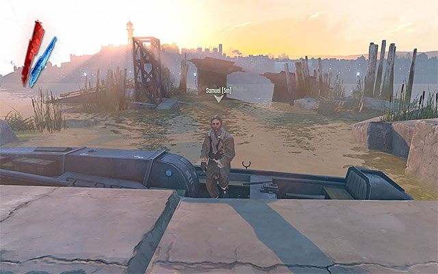 Skieruj się do doków, zainicjuj rozmowę z Samuelem i potwierdź chęć wyruszenia na nową misję (prawa górna opcja dialogowa) - Wybranie się do miejsca pobytu nadzorcy Campbella | The Hound Pits Pub #1 i #2 - Dishonored - poradnik do gry