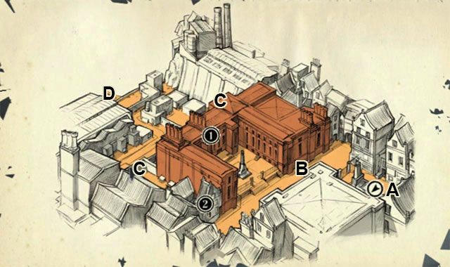 Oznaczenia na mapie - Plan misji | Misja 2 - High Overseer Campbell | Dishonored - Dishonored - poradnik do gry