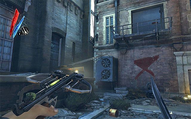 Po zbadaniu bezpośredniej okolicy pierwszej ściany światła wybierz prawą alejkę - Zbadanie okolicy pierwszej ściany światła | Misja 2 - High Overseer Campbell - Dishonored - poradnik do gry