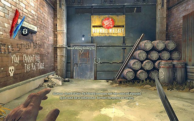 Siedzibą gangu Bottle Street jest destylarnia, którą być może wcześniej już zlokalizowałeś - Skażenie eliksiru w siedzibie gangu Bottle Street | Misja 2 - High Overseer Campbell - Dishonored - poradnik do gry