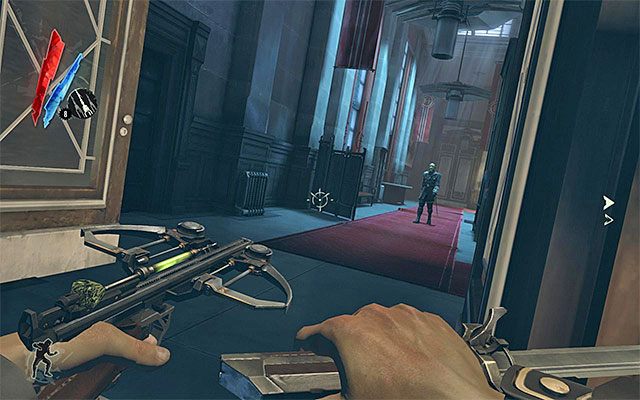 Korytarze pierwszego piętra budynku są patrolowane przez wielu nadzorców - Zbadanie budynku Nadzorcy Campbella | Misja 2 - High Overseer Campbell - Dishonored - poradnik do gry