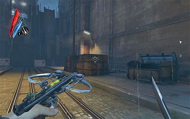 Drugi wariant zakłada udanie się do drzwi znajdujących się na końcu głównej drogi na lewo od budynku Nadzorcy Campbella (Back Alley - powyższy screen) - Dotarcie do podwórza | Misja 2 - High Overseer Campbell | Dishonored - Dishonored - poradnik do gry