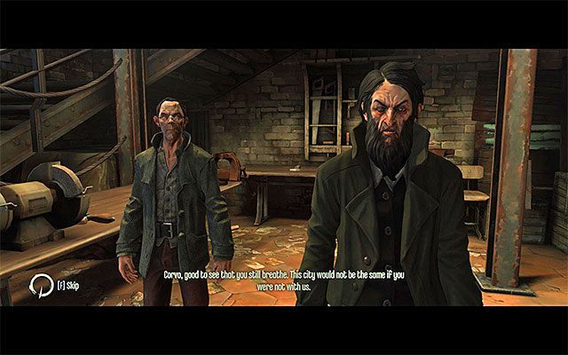 Zacznij od zbadania piętra warsztatu, odnajdując żywność, runę oraz dziennik audio (Audiograph - Piero Finds a New Ally) - Spotkanie się z Piero i Samuelem | Misja 8 - The Loyalists | Dishonored - Dishonored - poradnik do gry