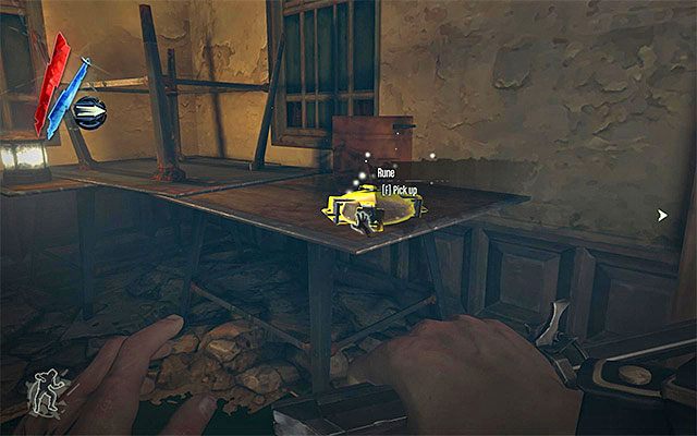 RUNA 4/5 - Runa znajduje się w budynku mieszkalnym i natrafia się na nią tuż po dotarciu do lokacji stanowiącej trzeci posterunek sił wroga - Runy - Misje 4-9 | Sekrety | Dishonored - Dishonored - poradnik do gry