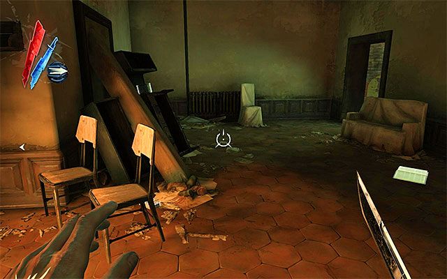 AMULET 2/8 - Amulet znajduje się na jednym z wyższych pięter budynku zlokalizowanego przy nabrzeżu Rudshore (startowy obszar z dużym zbiornikiem wodnym) - Kościane amulety - Misje 5-7 | Sekrety | Dishonored - Dishonored - poradnik do gry