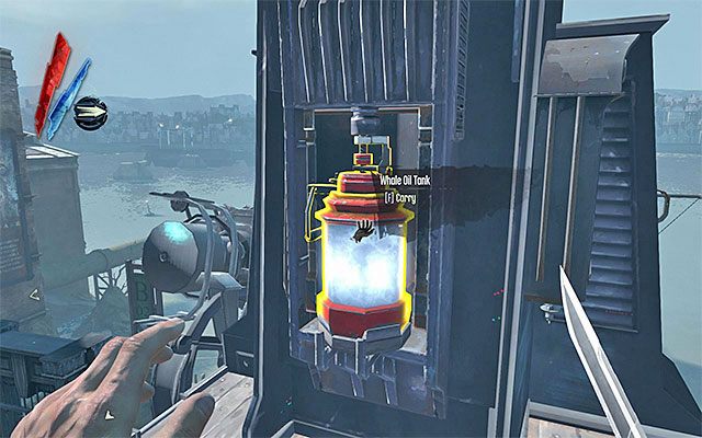 Nie muszę chyba dodawać, że musisz za wszelką cenę unikać znalezienia się w oświetlanym przez wieżę strażniczą obszarze, bo byłoby to równoznaczne z szybką śmiercią - Ominięcie pierwszej wieży strażniczej | Misja 3 - House of Pleasure | Dishonored - Dishonored - poradnik do gry