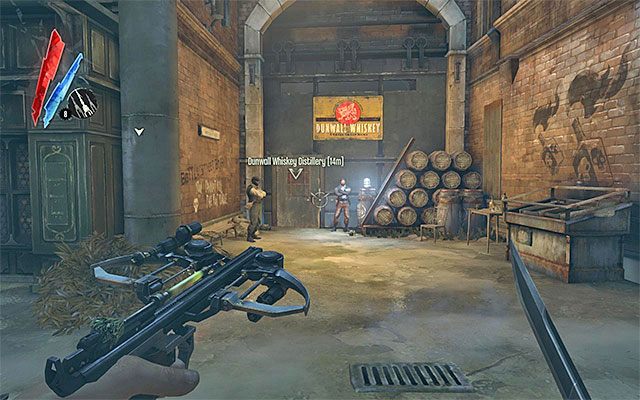 W celu spotkania się ze Slackjawem należy dotrzeć do przejścia prowadzącego do lokacji [Destylarnia whiskey w Dunwall - Dunwall Whiskey Distillery] - Spotkanie się z liderem gangu Bottle Street | Misja 3 - House of Pleasure - Dishonored - poradnik do gry