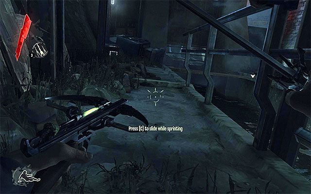 Jeżeli chcesz dokonać zmiany wyposażenia głównego bohatera, to przytrzymaj środkowy przycisk myszy (polecam ustawić sobie do pary z ostrzem kuszę z bełtami usypiającymi) - Ucieczka z więzienia Coolridge - wydostanie się z kanałów | Misja 1 - Dishonored - Dishonored - poradnik do gry