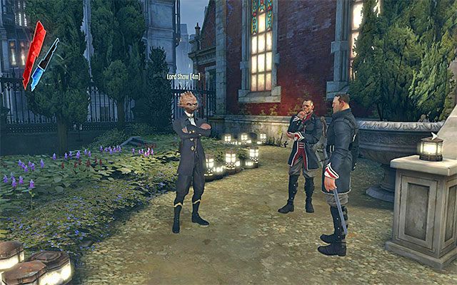 W ogrodzie posiadłości Boyleów odnajdziesz Lorda Shawa, czyli osobę, o spotkanie się z którą poprosił Cię w trakcie ostatniej wizyty w pubie Lord Pendleton - Zbadanie ogrodu posiadłości Boyleów | Misja 5 - Lady Boyles Last Party - Dishonored - poradnik do gry