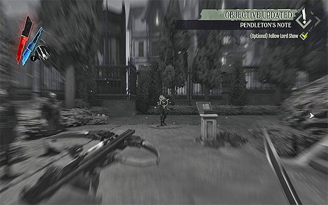 Jeżeli chcesz zachować czyste konto na koniec tej misji, to Shawa możesz się też pozbyć w inny sposób - Zbadanie ogrodu posiadłości Boyleów | Misja 5 - Lady Boyles Last Party - Dishonored - poradnik do gry