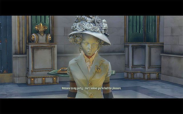 Od zgromadzonych tu gości i z własnej obserwacji dowiesz się, że po posiadłości przechadzają się trzy Lady Boyle - w białym, czerwonym oraz czarnym stroju - Zbadanie parteru i piwnicy posiadłości Boyleów | Misja 5 - Lady Boyles Last Party - Dishonored - poradnik do gry