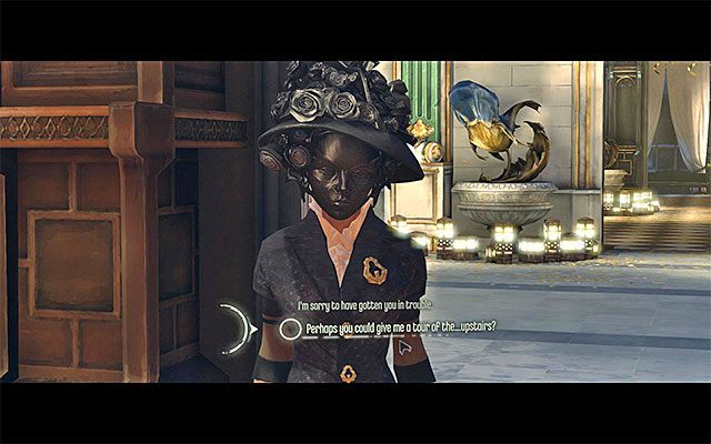 O wiele lepszym rozwiązaniem jest wykorzystanie informacji z dziennika siostry powiązanej z Lordem Regentem, odnalezionego w jej sypialni - Wybranie sposobu eliminacji Lady Boyle | Misja 5 - Lady Boyles Last Party - Dishonored - poradnik do gry